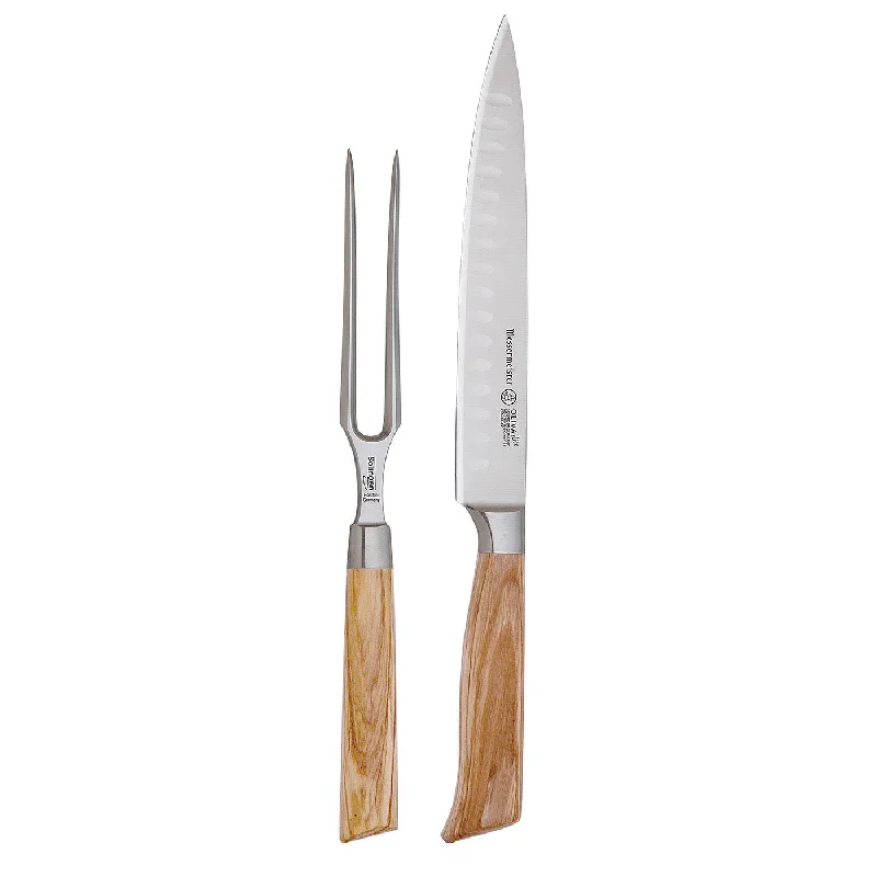 Mini dinner plates for small portions-Messermeister Oliva Elite 2 Piece Kullenschliff Carving Set