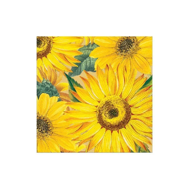 Trendy matte black dinner sets-Caspari Cocktail Napkins: Sunflowers