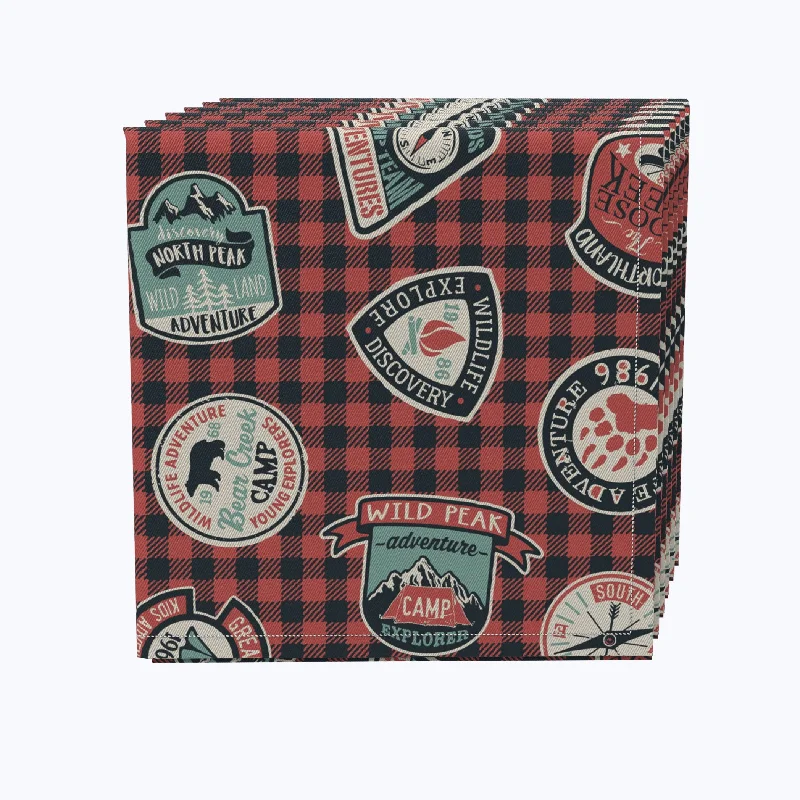 Designer appetizer trays with sections-Mountain Explorer Plaid Napkins