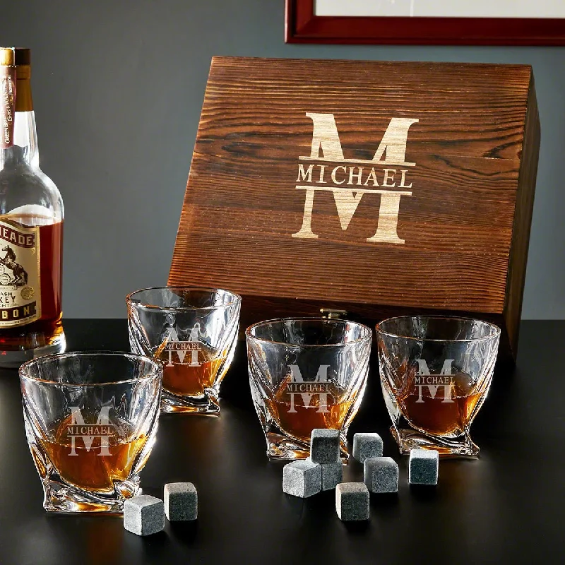 Casual plastic tumblers for kids-Custom Twist Whiskey Glasses with Box