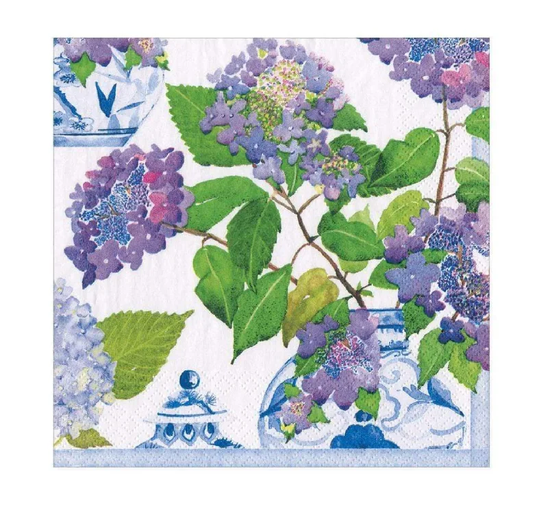 Casual melamine trays for outdoors-Hydrangeas and Porcelain Paper Luncheon Napkins