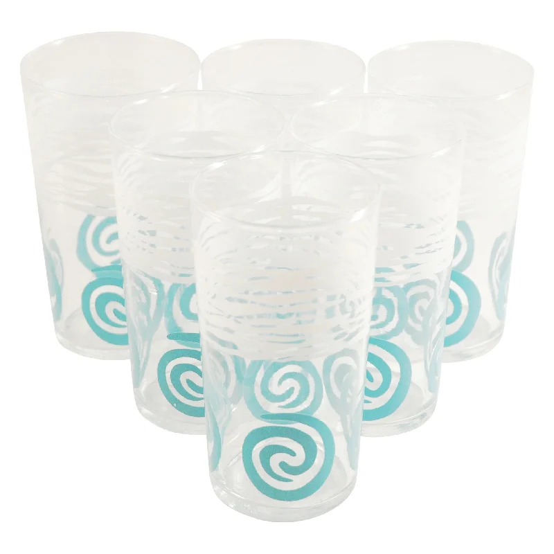 Designer mini plates for appetizers-Aqua Swirl & White Tumblers