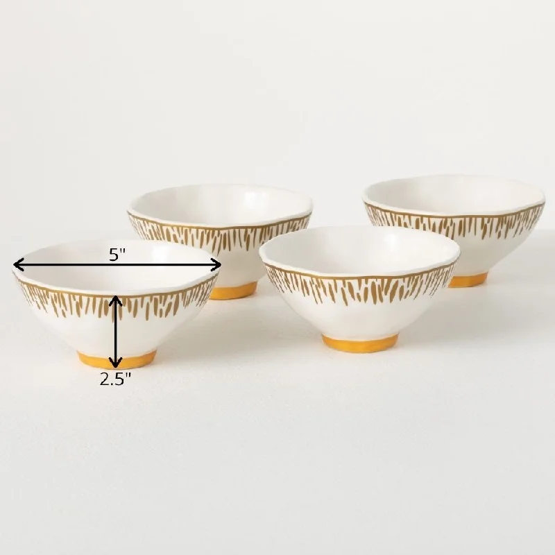 Stylish bamboo dishes for eco-lovers-Sullivans Ornate Gold Trimmed Bowl - Set of 4