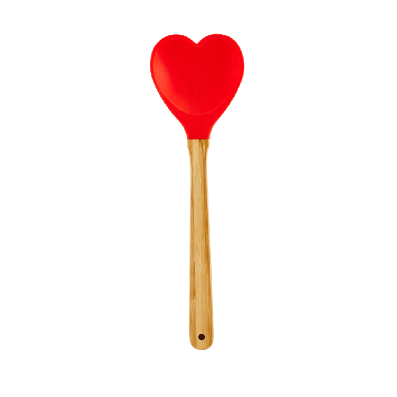 Soft-touch plastic dishes for kids-Kitchen Silicone Spoon in Heart shape | Red