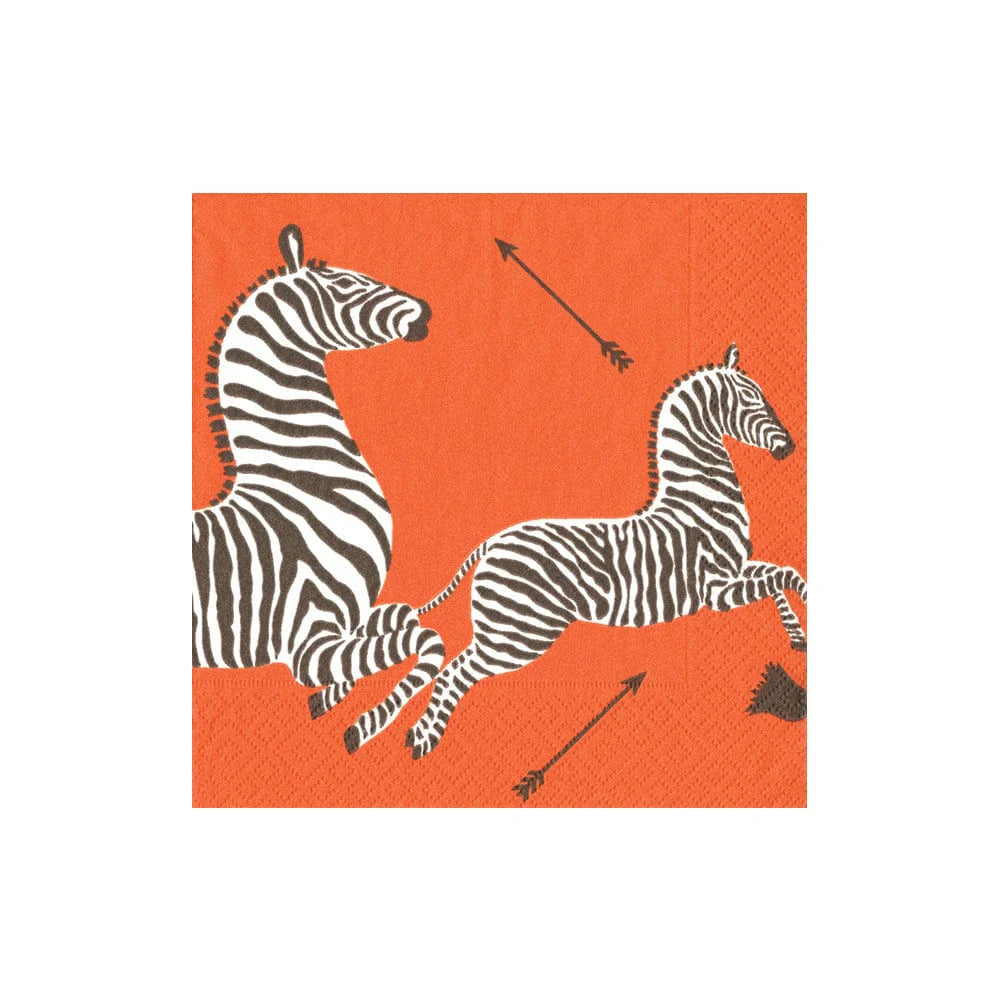 Designer dinnerware with bold designs-ZEBRAS ORANGE - NAPKIN COCKTAIL