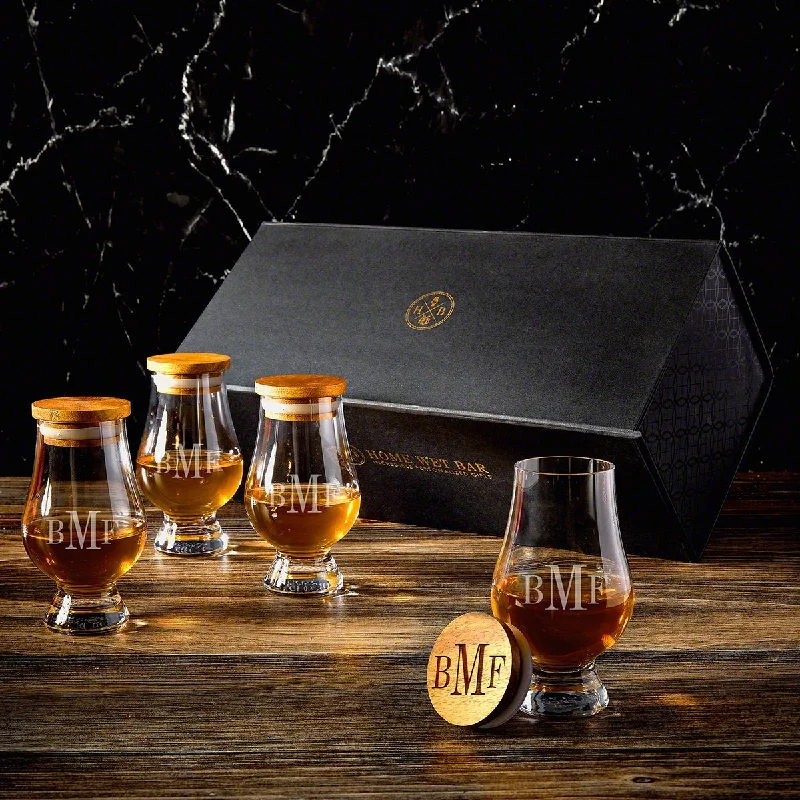 Waterproof stainless steel tumblers-Engraved Luxury Glencairn Glasses 9 pc Gift Set