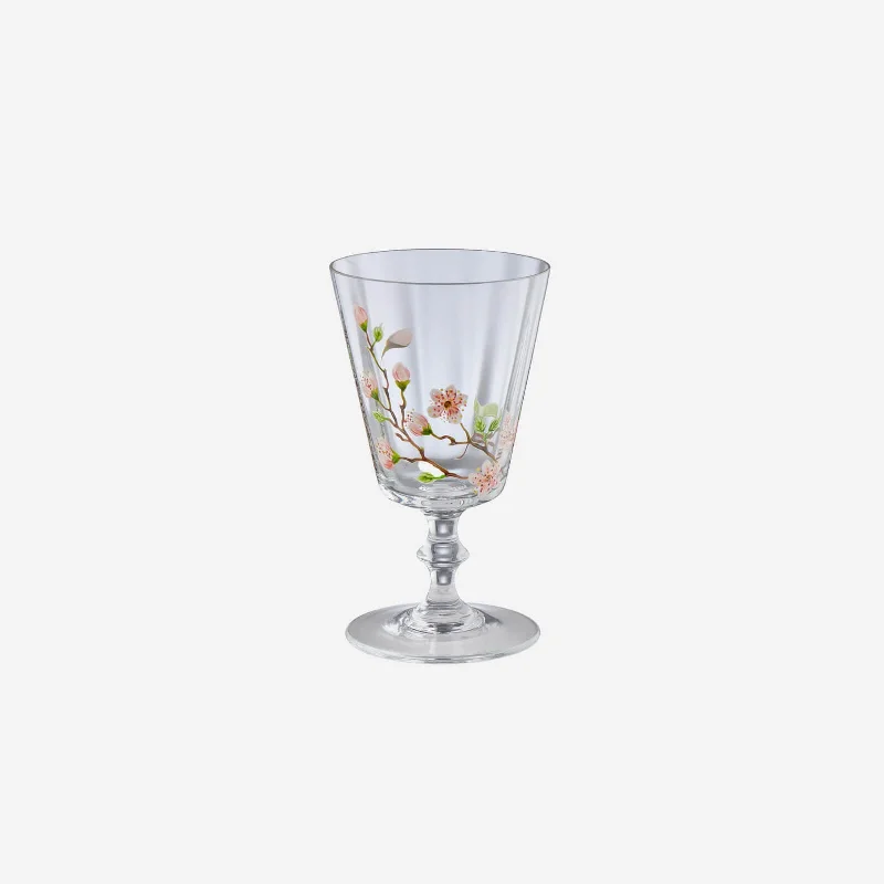 Designer porcelain cups with patterns-Cherry Blossom White Wine Glass