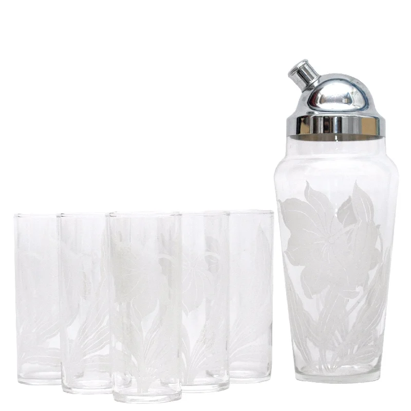 Small stainless steel plates-White Flower Cocktail Shaker Set