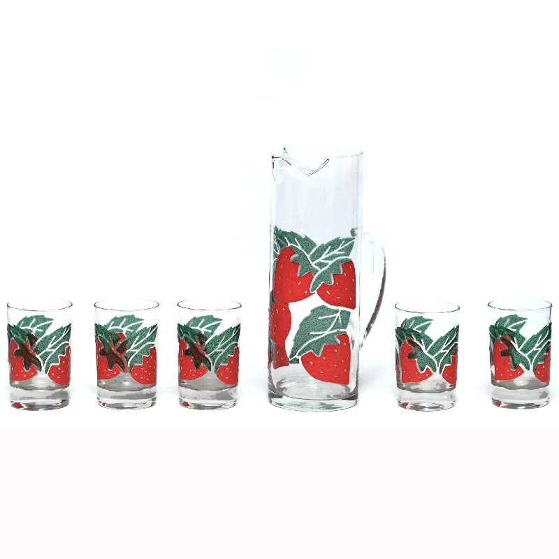 Soft plastic dishes for outdoor use-Strawberry Cocktail Pitcher Set