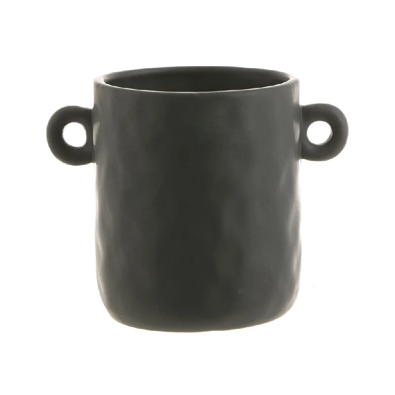 Compact stainless steel trays-UTENSIL HOLDER Ceramic Black 17x13.5cm