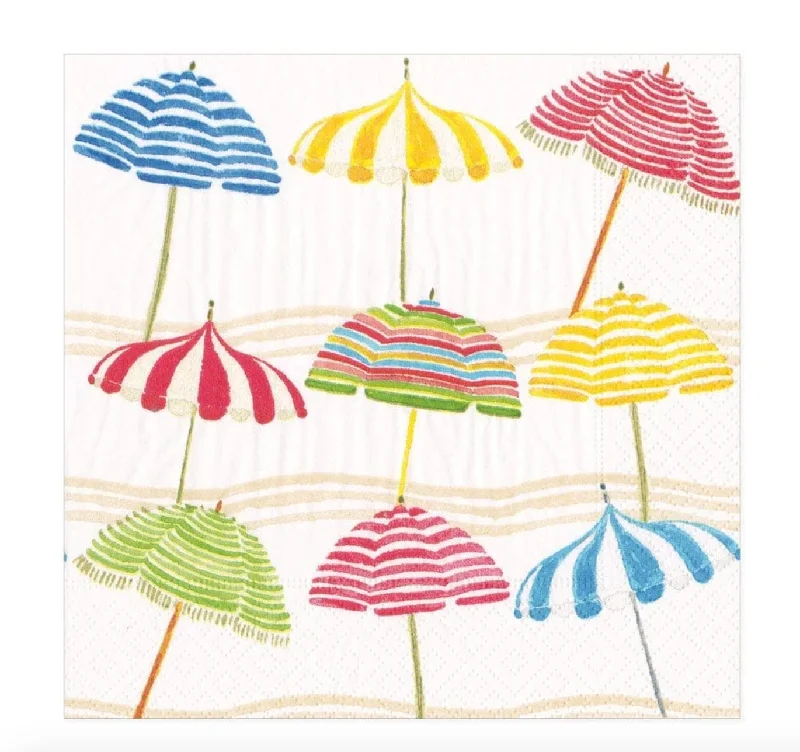 Trendy metallic dinner bowls-Beach Umbrellas Paper Luncheon Napkins