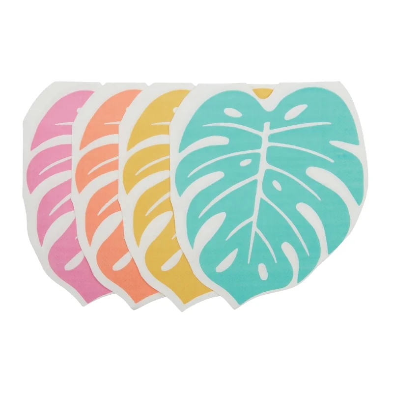 Soft-touch plastic dishes for kids-Multicolor Monstera Leaf Lunch Napkins 20ct