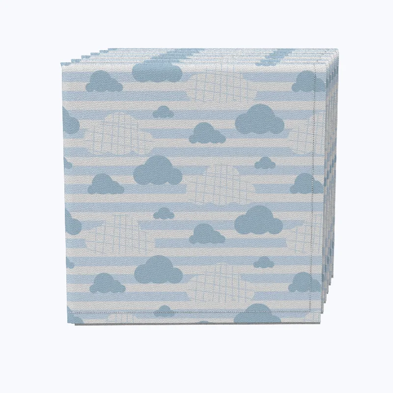 BPA-free plastic bowls for outdoors-Blue Clouds & Stripes Napkins