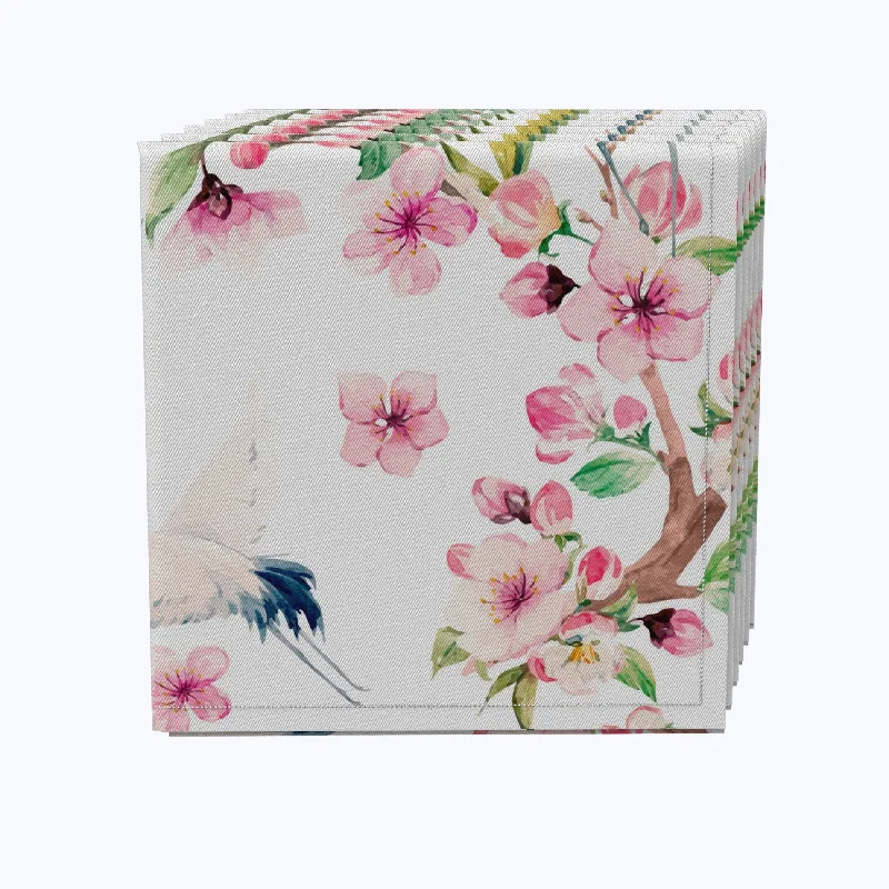 Soft-touch ceramic dishes for home-Cranes & Pink Flowers Napkins