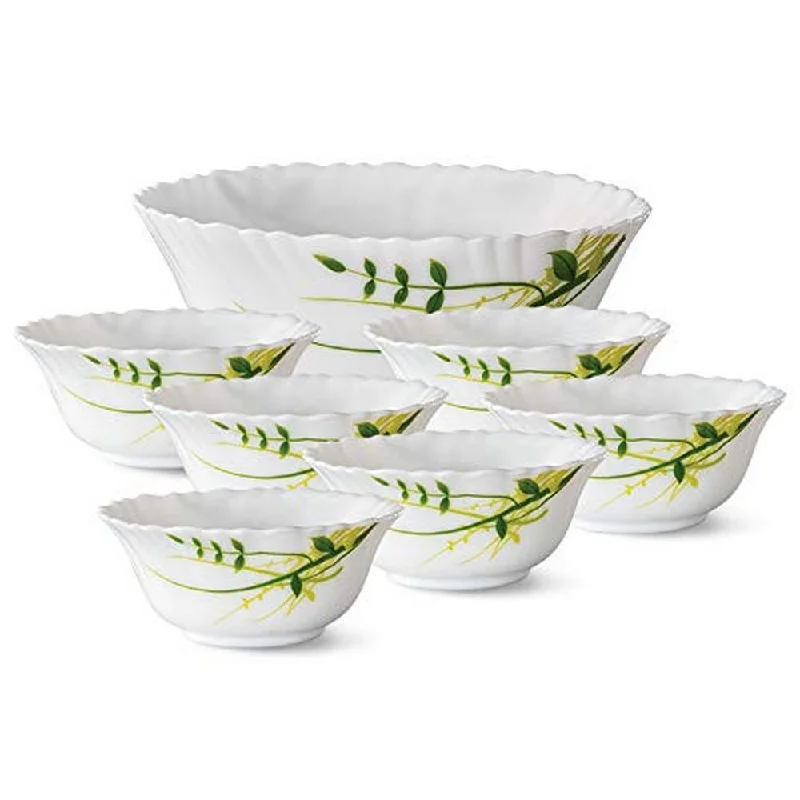 High-quality glass plates for meals-Larah by Borosil Green Herbs Pudding Set