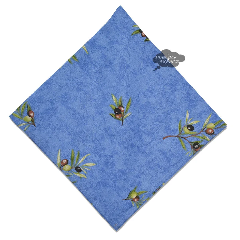 Durable melamine dishes for kids-Clos des oliviers Blue Provence All-Over Cotton Napkin by Label France