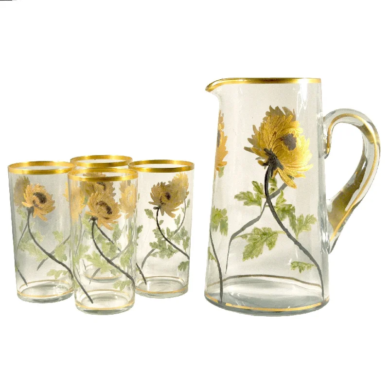 Multi-use dinnerware for casual dining-Hand Painted Chrysanthemum Pitcher Set