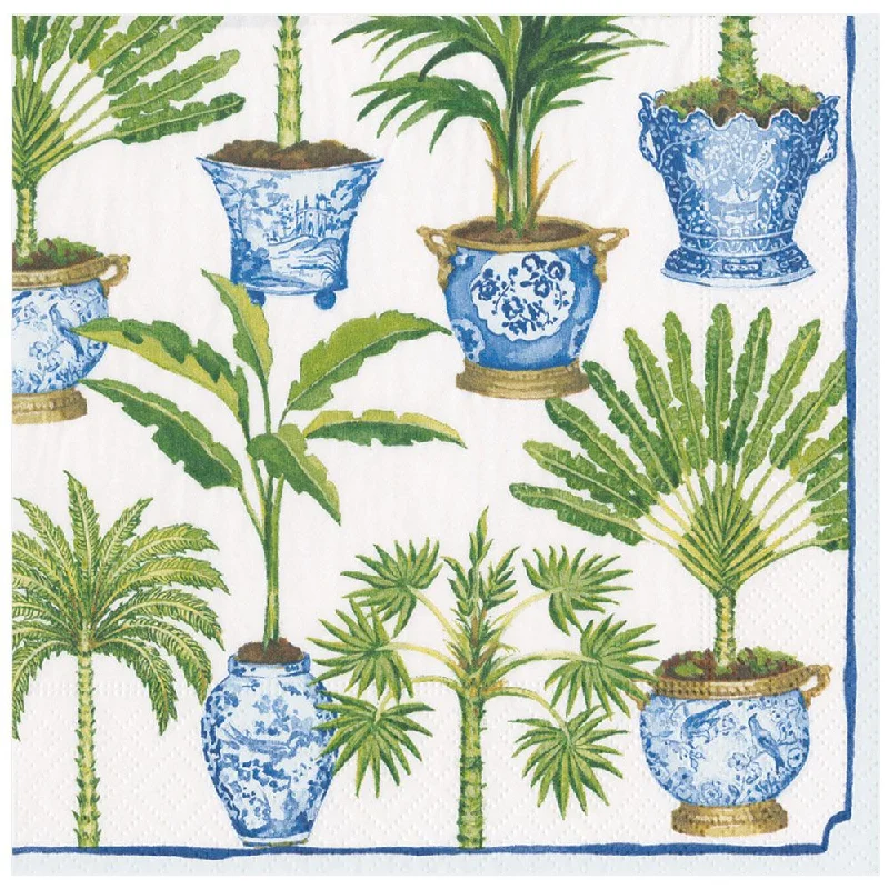 Mini appetizer plates for entertaining-Caspari Dinner Napkins: Potted Palms