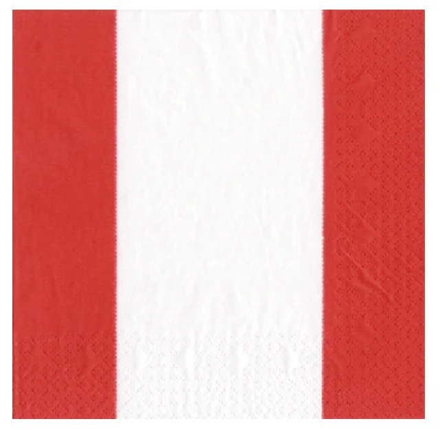 Bright colored plates for summer-Caspari Luncheon Napkins: Bandol Stripe - Red