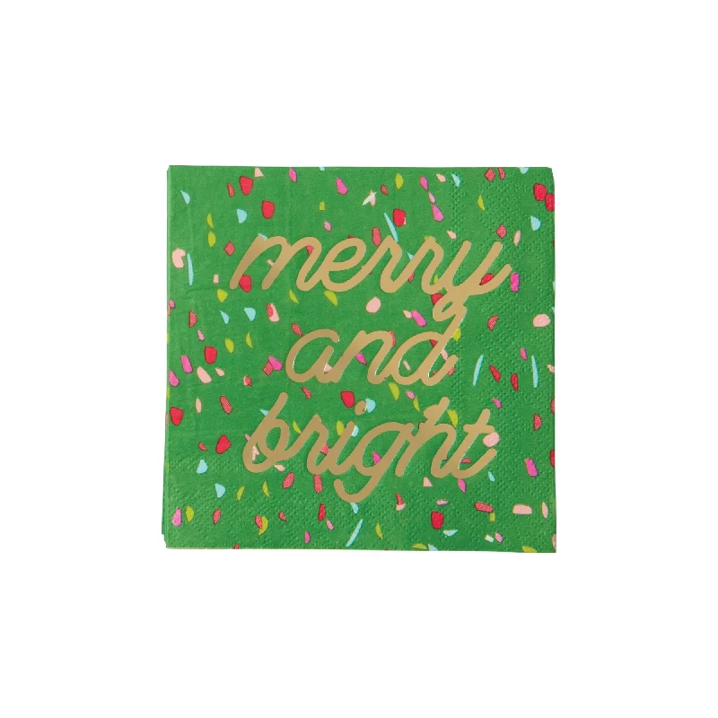 Colorful ceramic plates for kids-Green Merry & Bright Dessert Napkins 20ct