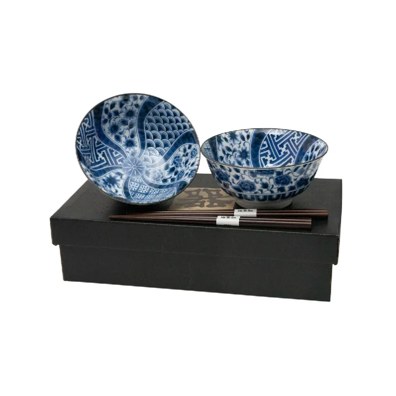 Retro-style ceramic plates for home-Concept Japan Uzushonzui Bowl & Chopstick Set