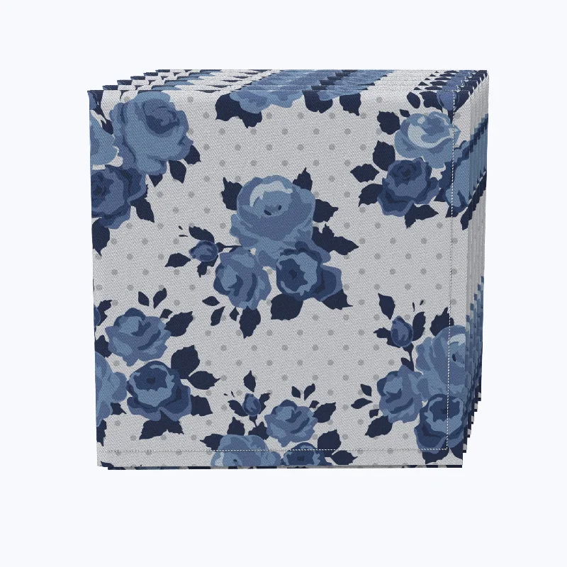 Boho-style ceramic bowls-Blue Floral & Dots Napkins