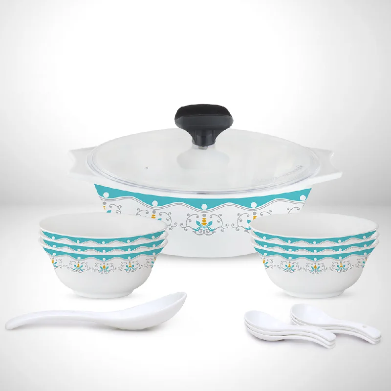 Stylish bamboo dishes for eco-lovers-Larah by Borosil Royal Jade Soup Set