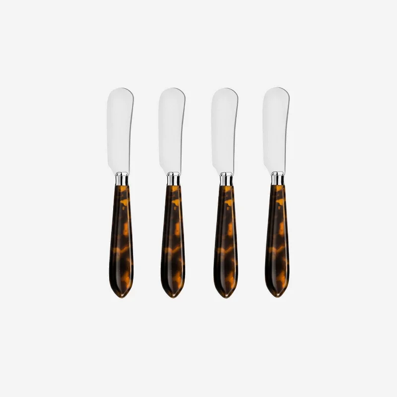 Chic ceramic platters with designs-Omega Tortoiseshell Set of 4 Spreaders