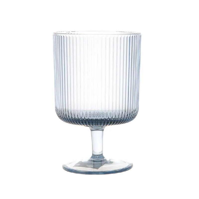 High-quality glass plates for meals-WINE GLASS MS Ribbed Blue 295ml