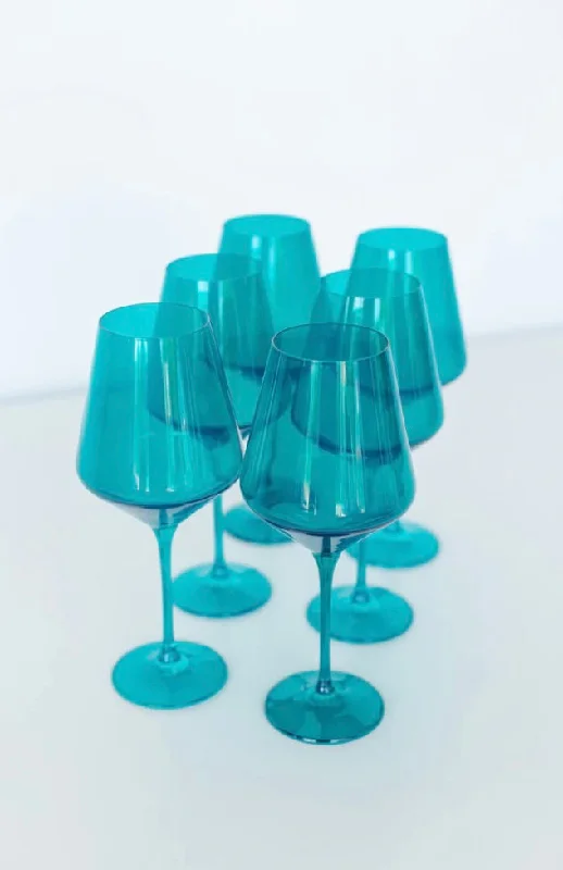 Affordable plastic tumblers for parties-Estelle Colored Wine Glasses- Teal