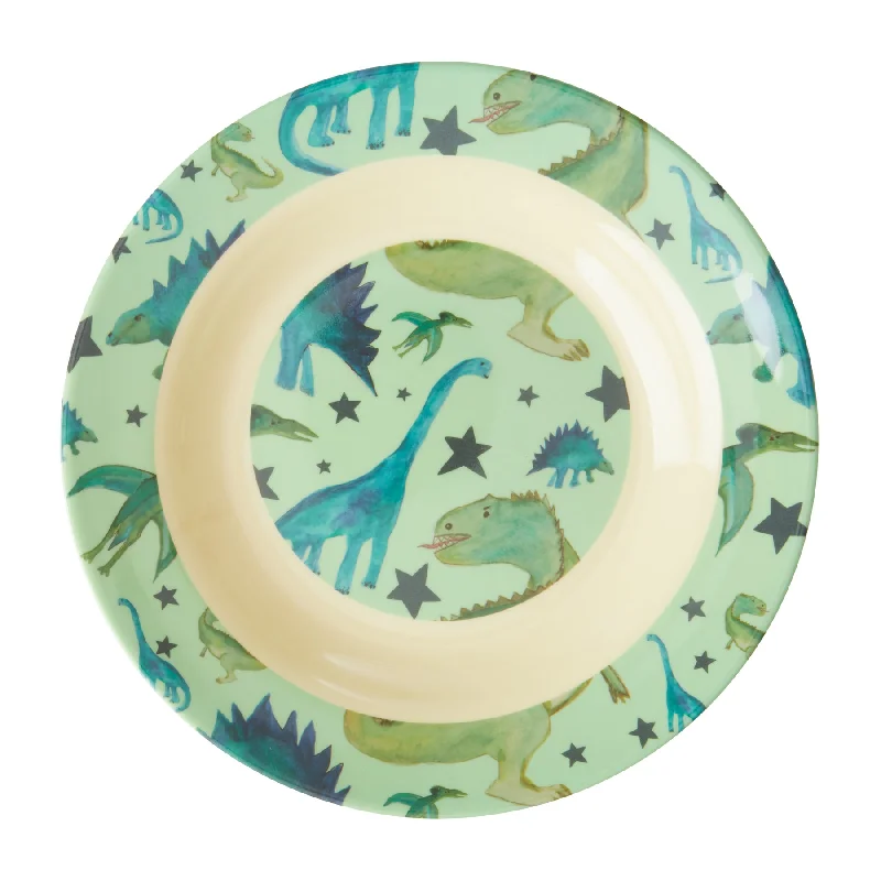 Affordable plastic plates for parties-Rice DK Melamine Kids Bowl with Dino Print