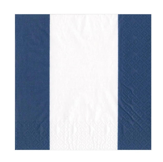 Trendy pastel dinner plates-Caspari Luncheon Napkins: Bandol Stripe - Navy