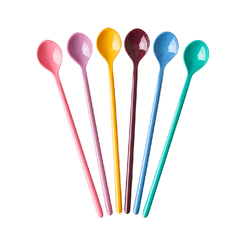 Minimalist ceramic bowls for home-Melamine Latte Spoon - Dance it Out Colors - Bundle of 6