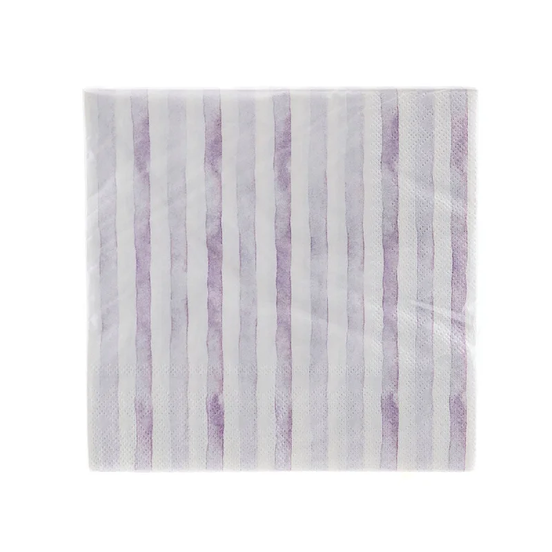 Colorful ceramic plates for kids-Paper Napkin Lilac Stripe 33cm Pack/20