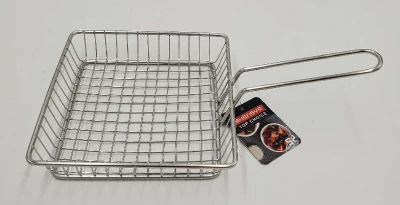 Foldable trays for small spaces-5.75"x1.75" S/S FRYING BASKET-SQUARE