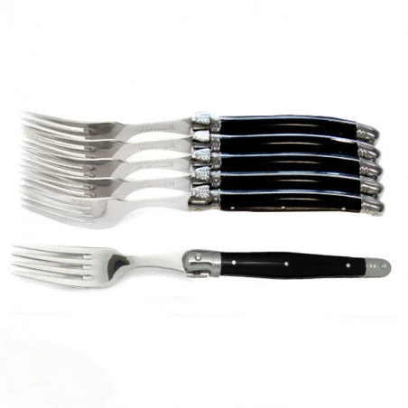 Lightweight cutlery for picnics-[Laguiole Jeon Neron] Laguiole France Jean Neron Dinner Fork 6 Piece Set