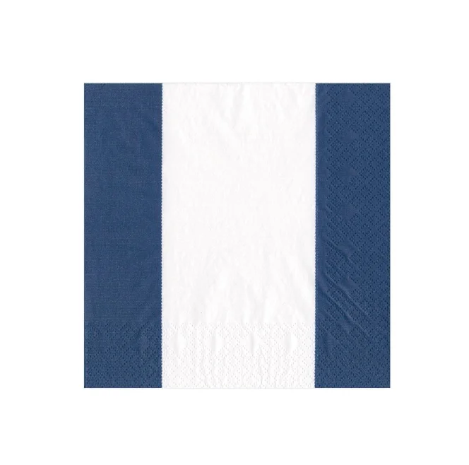 Soft silicone bowls for toddlers-Caspari Cocktail Napkins: Bandol Stripe - Navy