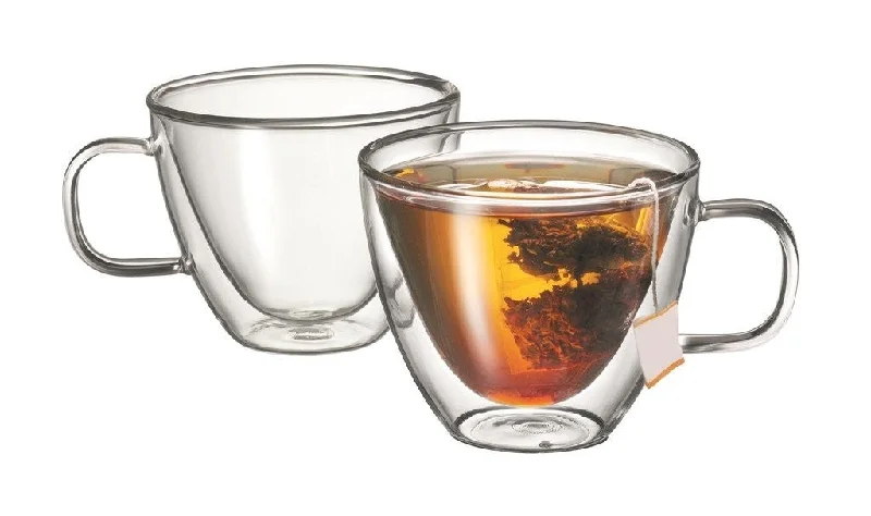 Designer glass mugs with handles-Avanti Sienna Tea Cups Set 2 D/Wall 250ml