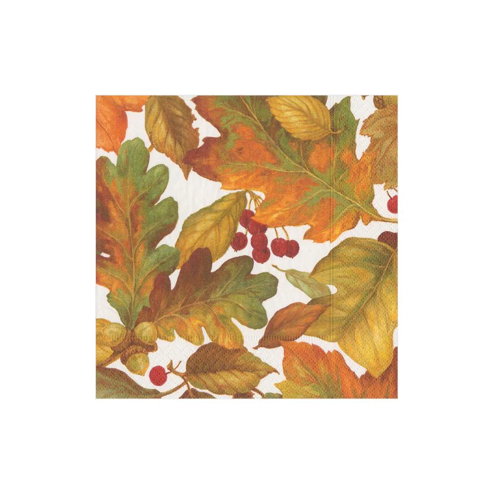 Waterproof dinnerware for camping-Caspari Cocktail Napkins: Autumn Leaves II