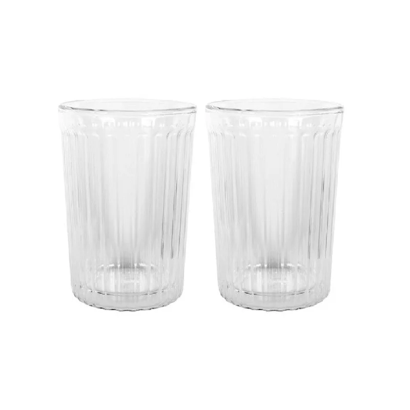 Reusable plastic cups with lids-Avanti Rigato Double Wall Set Of 2 350ml