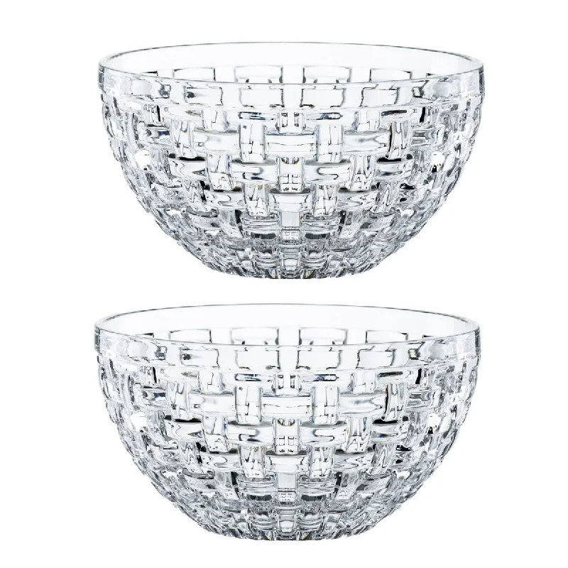 Chic stainless steel serving bowls-Nachtmann Set of 2 Bossa Nova Round Crystal Bowls - 6 Inch