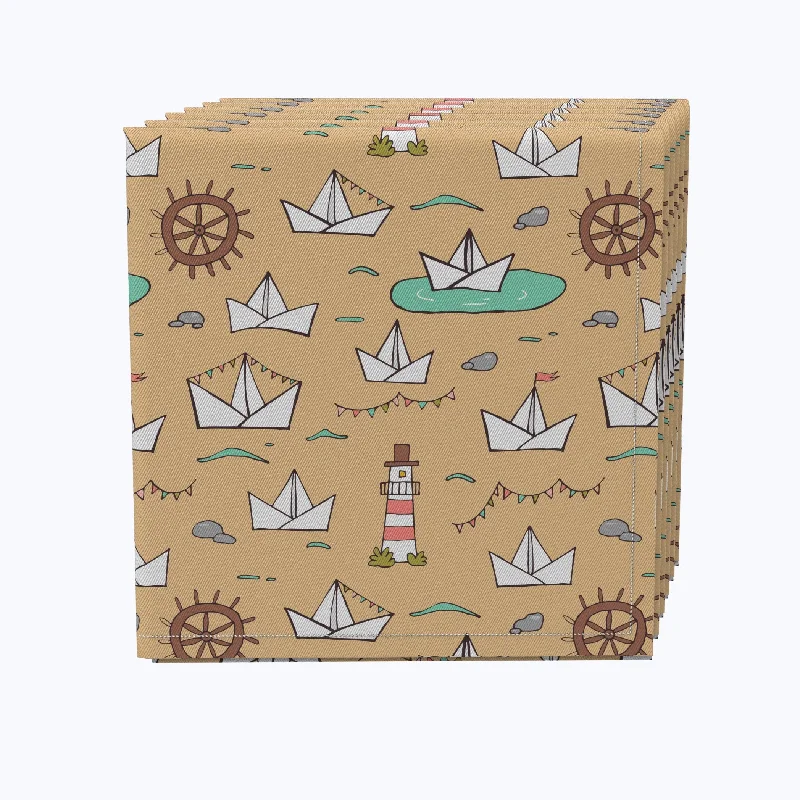 Mini dinner plates for small portions-Nautical Doodle Drawing Napkins