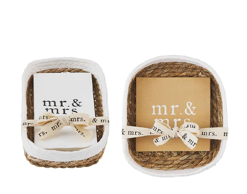 Designer dinnerware for formal events-MR. & MRS. NAPKIN BASKET SETS - 2 ASST