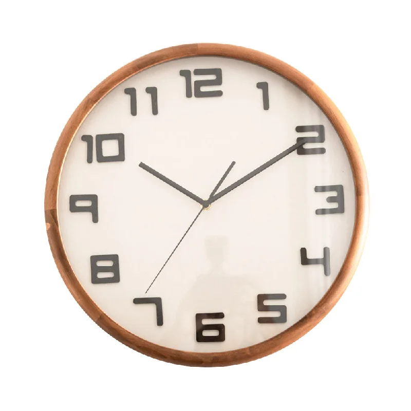 Luxury glass dinnerware for parties-WALL CLOCK Wood Dark Brown 40cm