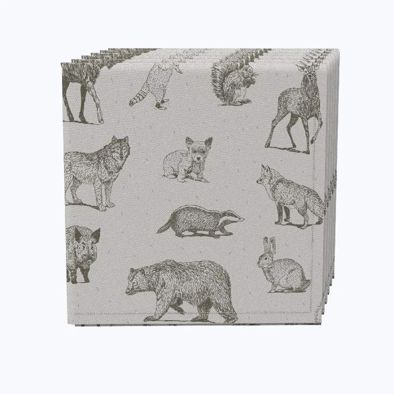 Personalized serving bowls for families-Hand Drawn Wild Animals Napkins