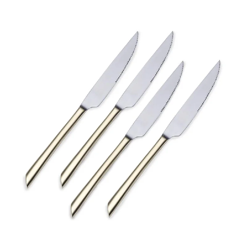 Trendy pastel dinner plates-Towle Living Gold Plated Wave Set of 4 Steak Knives