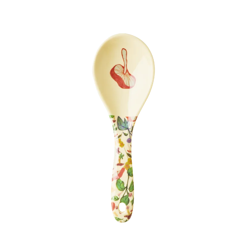 Designer glass trays with handles-Melamine Salad Spoon | Mushroom Print