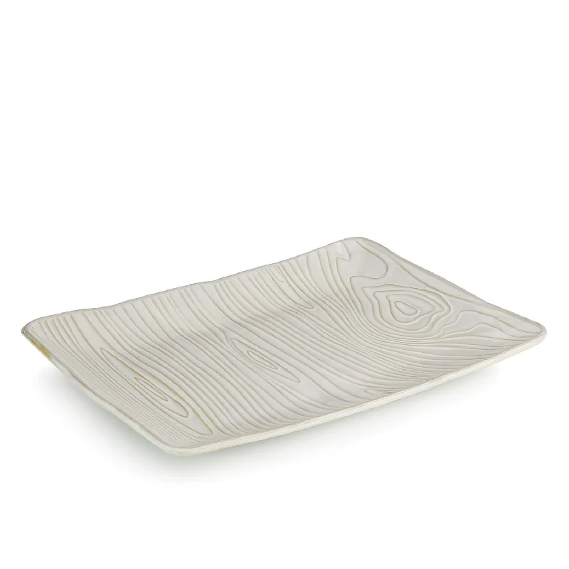 Oversized bowls for family dinners-523-8857, MS 14" x 9.85" Serving Plate White, Wood Pattern