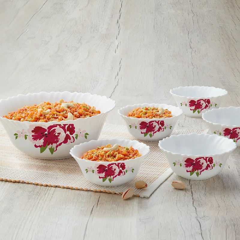 Durable melamine dishes for kids-Larah by Borosil Rose Red Pudding Set