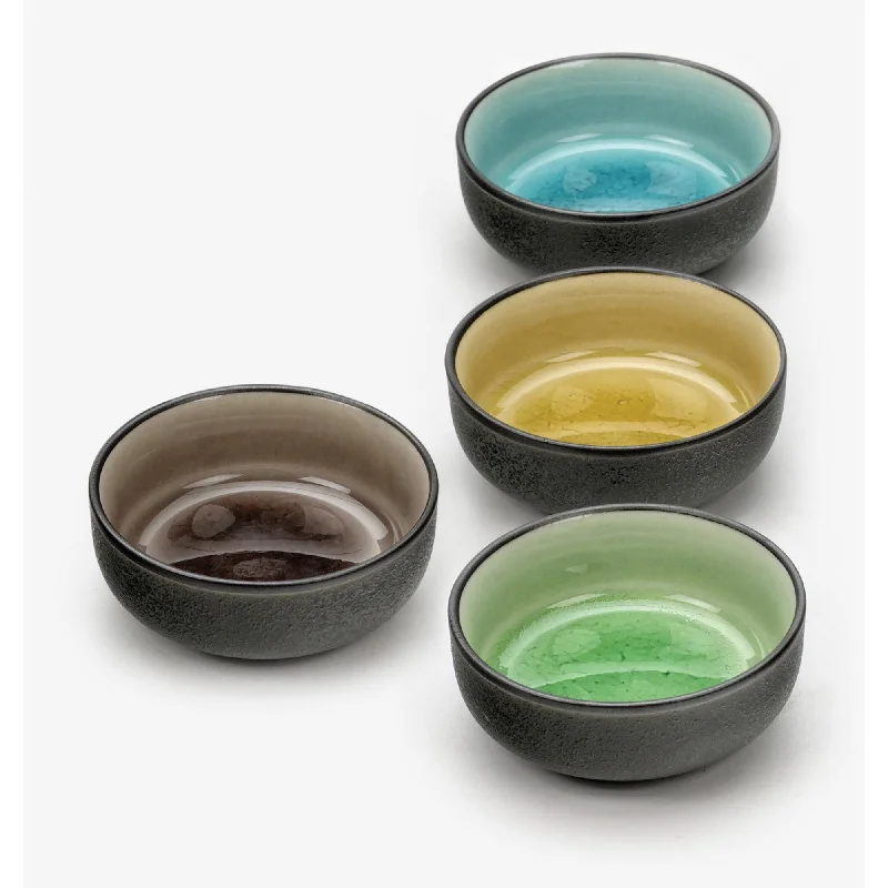 Stylish cutlery sets for modern kitchens-Japanese Crackle Porcelain Sauce Bowl